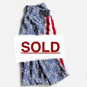 Gucci Gray Jogger Pants with Red Stripes